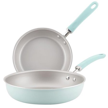 RACHAEL RAY Rachael Ray 12151 Create Delicious Aluminum Nonstick Skillet; 9.5 & 11.75 in. - Light Blue Shimmer - Pack of 2 12151